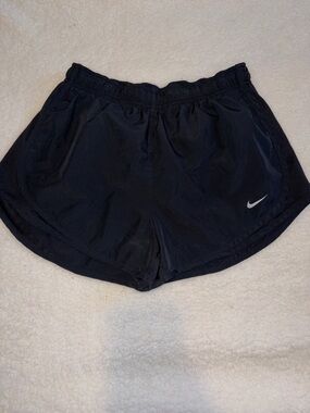 Nike Black Women's Athletic Running Shorts with Silver Swoosh
